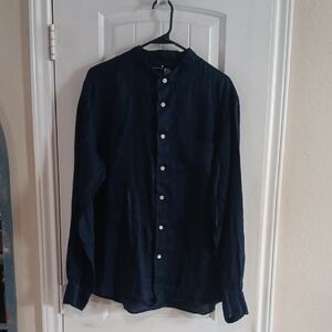 Muji French Linen Stand Collar Shirt